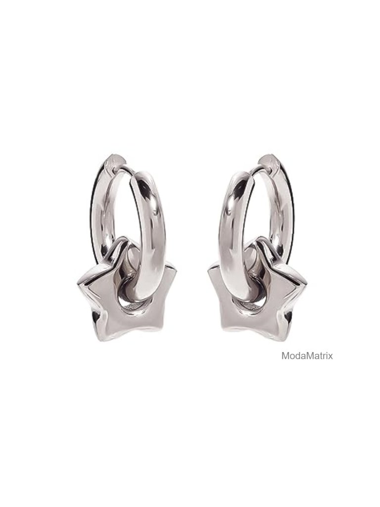 316 Stainless Steel Star Hoop Earrings For Sensitive Ears